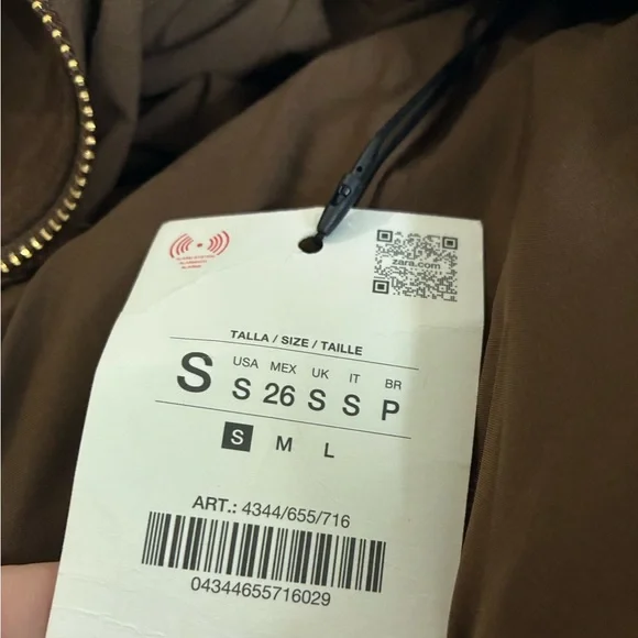 Zara NWT suede effect bomber jacket brown 4344/655 - Picture 8 of 8